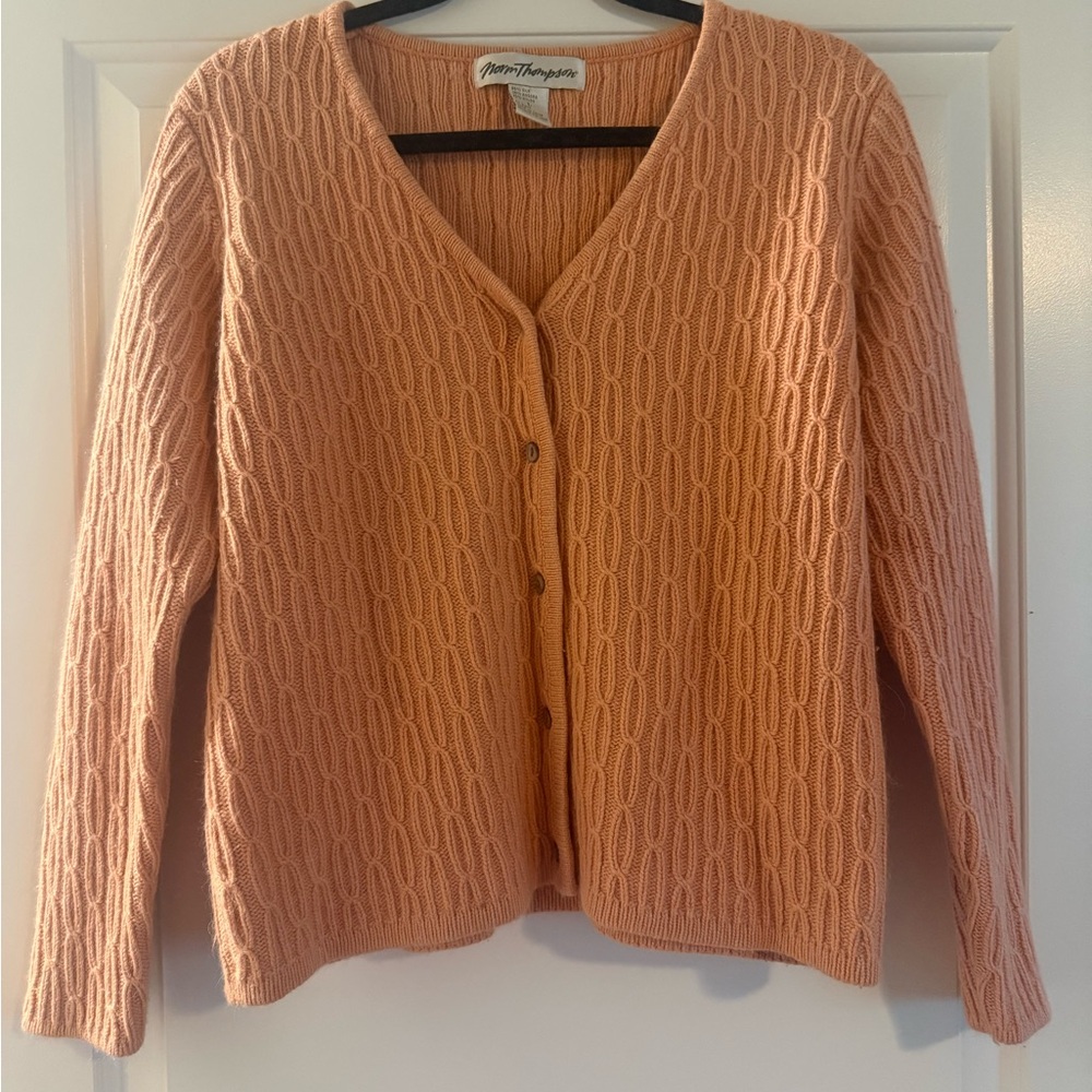 Norm Thompson Peach Cable Knit Cardigan